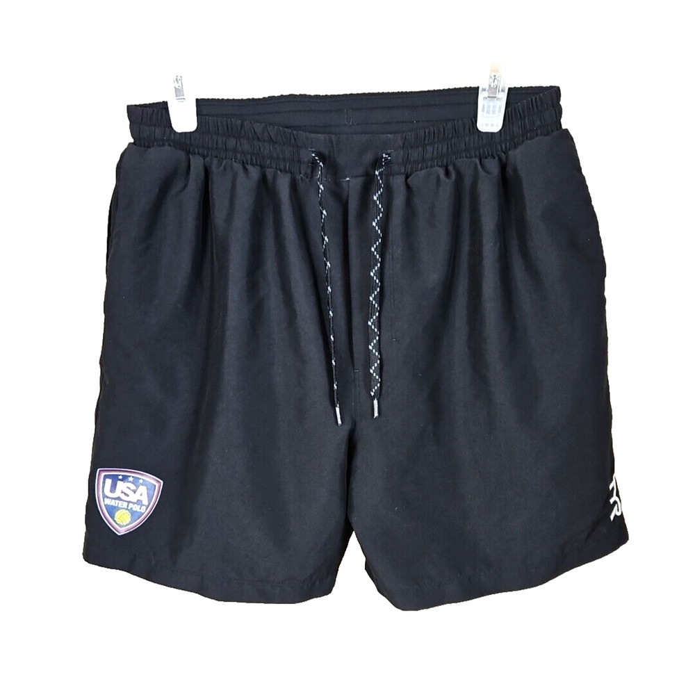 TYR US National Team Water Polo shorts size Medium black Logo warm up fitness
